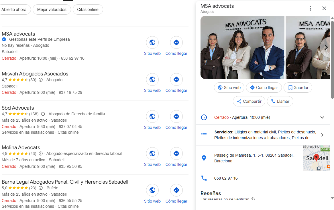 MSA Advocats SEO local Sabadell